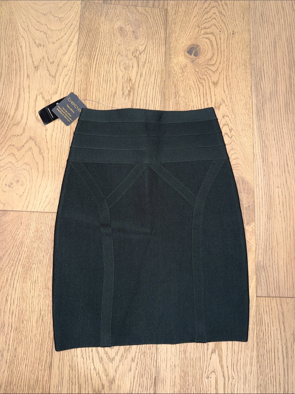 bebe Black High-Waist Bandage Pencil Skirt with Paneling